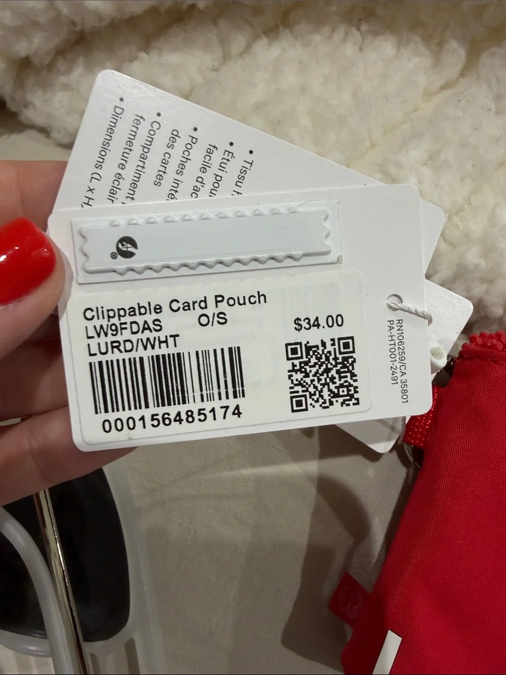 lululemon Red Clipable Card Pouch